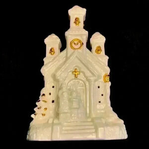 Vintage Ceramic Christmas Church - Plays Silent Night 🎶